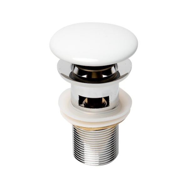 Alfi Brand ALFI brand AB8056-W White Ceramic Mushroom Top Pop Up Drain for Sinks with Overflow AB8056-W - main